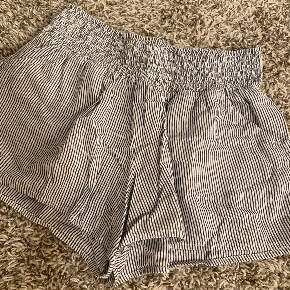 Blue and white striped shorts